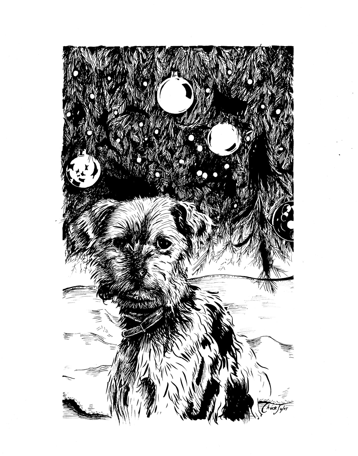 8"x10" "Coco by the Christmas Tree" Print