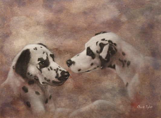 "One Weekend Two Dals 1" 9"x12" Charcoal Drawing